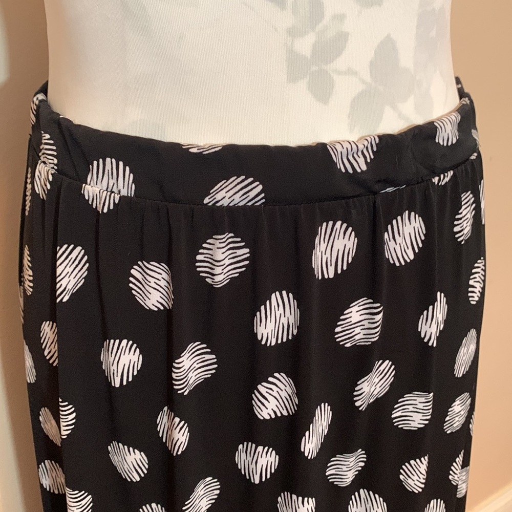 Chico’s Black With White Polka Dot Long Polyester Maxi Skirt - Picture 2 of 7
